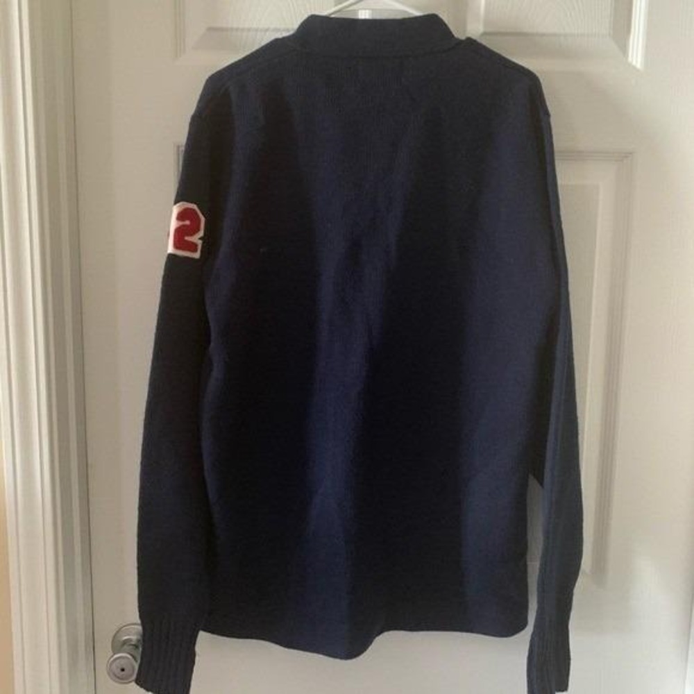 AMF Varsity Cardigan Mens‎ Large Navy Blue Acrylic Chenille Patch Good - Picture 7 of 12
